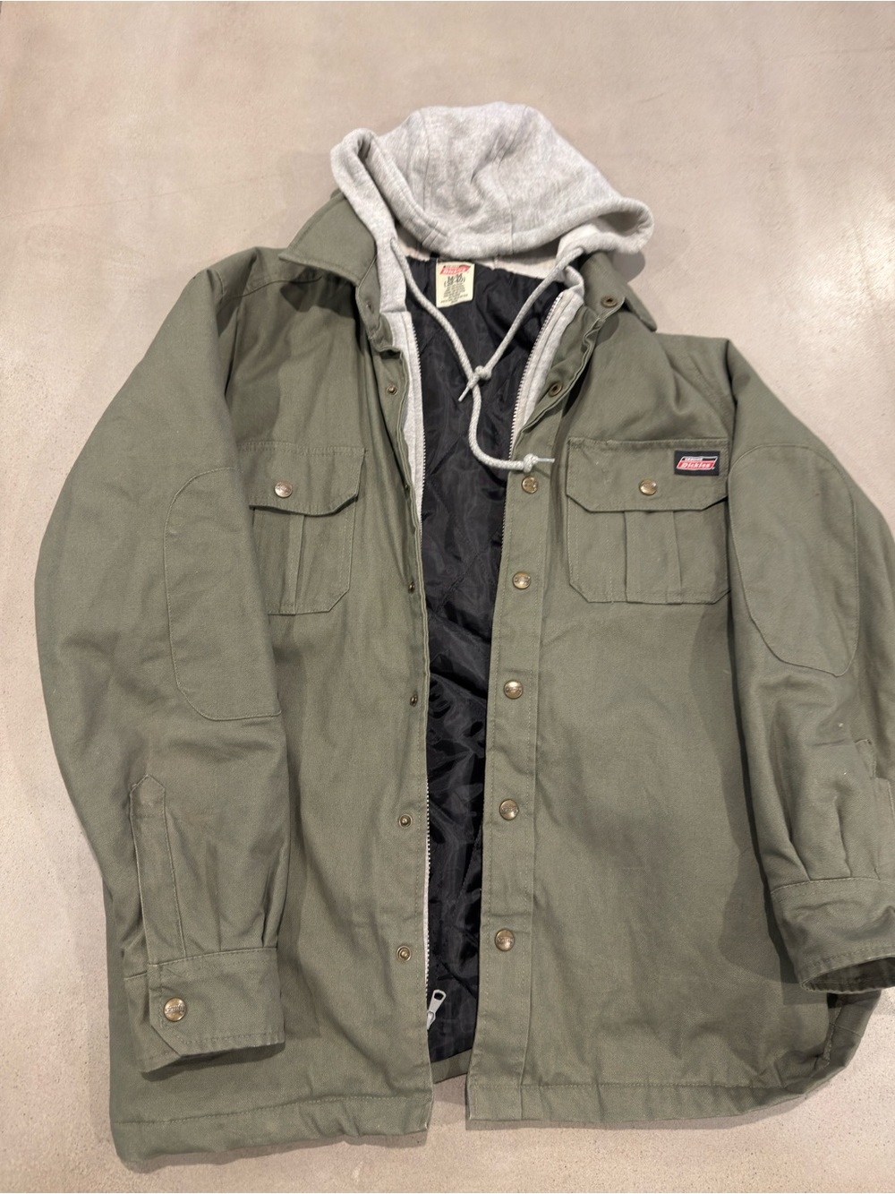 Dickies Olive Green Field Jacket with Gray Hood Insert